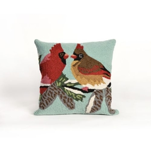 Liora Manne Frontporch Cardinals Indoor/Outdoor Pillow - Blue, 18" Square