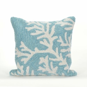 Liora Manne Frontporch Coral Indoor/Outdoor Pillow - Blue, 18" Square