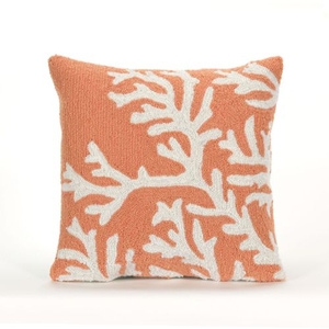 Liora Manne Frontporch Coral Indoor/Outdoor Pillow - Orange, 18" Square