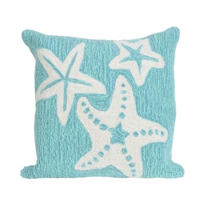 Liora Manne Frontporch Starfish Indoor/Outdoor Pillow - Blue, 18" Square