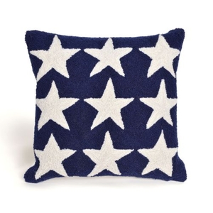 Liora Manne Frontporch Stars Indoor/Outdoor Pillow - Blue, 18" Square