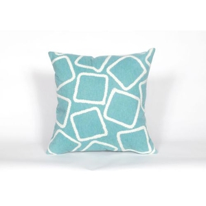 Liora Manne Visions I Squares Indoor/Outdoor Pillow - Blue, 20" Square