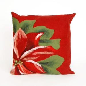 Liora Manne Visions Ii Poinsettia Indoor/Outdoor Pillow - Red, 20" Square