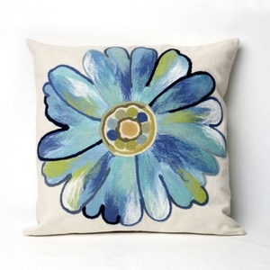 Liora Manne Visions Iii Daisy Indoor/Outdoor Pillow - Blue, 20" Square