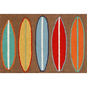 Liora Manne Frontporch Surfboards Indoor/Outdoor Rug - Brown, 20" By 30"