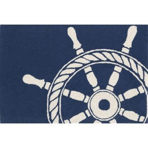 Liora Manne Frontporch Ship Wheel Indoor/Outdoor Rug - Navy, 20" By 30"
