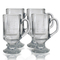 Clipper Ship Etched Footed Mug Glass Set