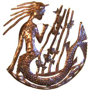 Mermaid With Fish Sculpture