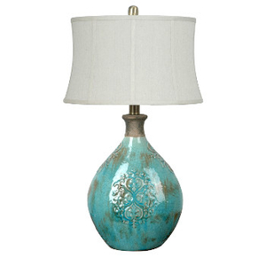 Linnet Ceramic Table Lamp, Azure Blue