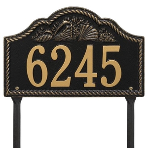 Personalized Rope Shell Arch Plaque Lawn, Black / Gold