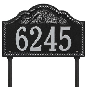 Personalized Rope Shell Arch Plaque Lawn, Black / Silver