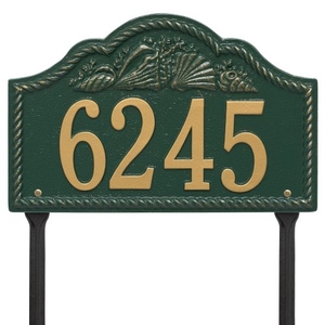 Personalized Rope Shell Arch Plaque Lawn, Green / Gold