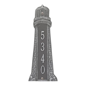 Personalized Lighthouse Vertical Plaque, Pewter Silver