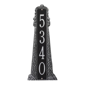 Personalized Lighthouse Vertical - Grande Plaque, Black/Silver