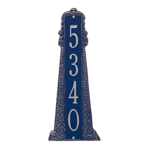 Personalized Lighthouse Vertical - Grande Plaque, Dark Blue / Silver