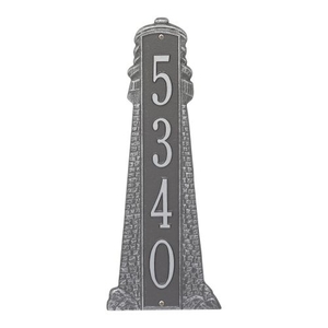 Personalized Lighthouse Vertical - Grande Plaque, Pewter Silver