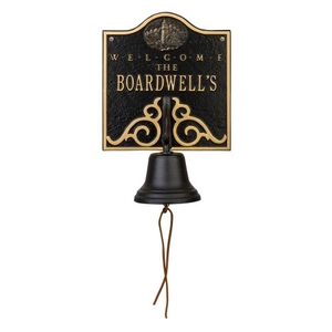 Personalized Lighthouse Bell Welcome Plaque, Black / Gold