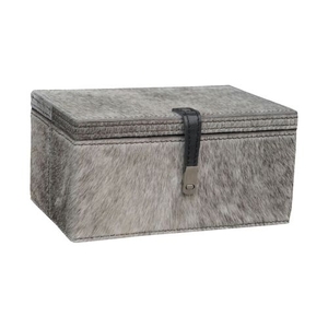 Grey Hairon Leather Box - Small