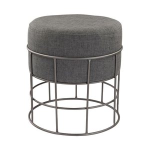 Pewter And Grey Linen Stool