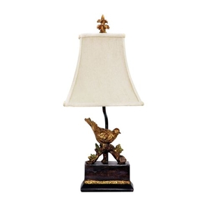 Perching Robin Table Lamp In Gold Leaf And Black