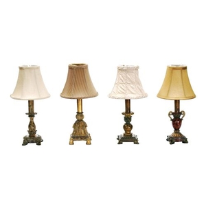 Set Of 4 Library Mini Lamps In Multi Finishes