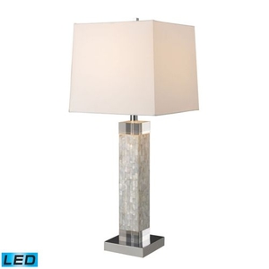 Luzerne Led Table Lamp In Mother Of Pearl With Milano Off White Shade