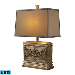 Laurel Run Led Table Lamp In Courtney Gold With Ria Bronze Shade And Cream Liner