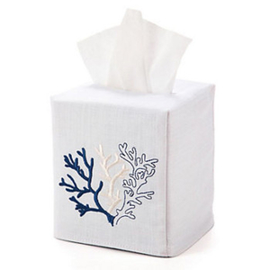 Navy Coral Tissue Box Cover