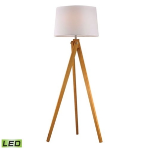 Wooden Tripod Led Floor Lamp In Natural Wood Tone