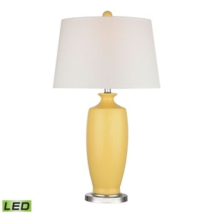 Halisham Ceramic Led Table Lamp In Sunshine Yellow