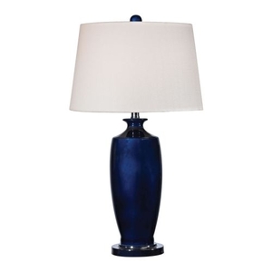Halisham Ceramic Table Lamp In Navy Blue