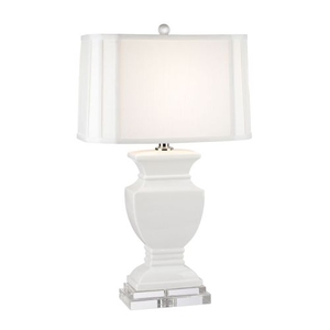 Ceramic Table Lamp In Gloss White And Crystal
