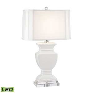 Ceramic Led Table Lamp In Gloss White And Crystal