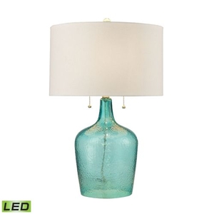 Hatteras Hammered Glass Led Table Lamp In Seabreeze