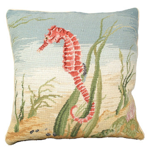 Sea Horse 18" X 18" Needlepoint Pillow