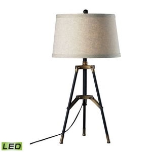 Functional Tripod Led Table Lamp In Restoration Black And Aged Gold