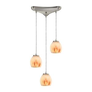 Melony 3 Light Pendant In Satin Nickel And Frosted Glass