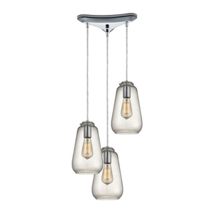 Orbital 3 Light Pendant In Polished Chrome And Clear Glass