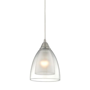 Layers 1 Light Pendant In Satin Nickel And Clear Glass