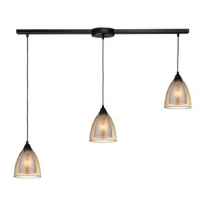 Layers 3 Light Pendant In Oil Rubbed Bronze And Amber Teak Glass