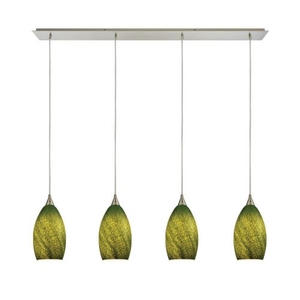 Earth 4 Light Pendant In Satin Nickel And Grass Green Glass