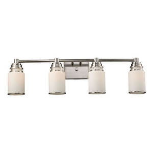 Bryant 4 Light Vanity In Satin Nickel And Opal White Glass