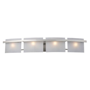 Briston 4 Light Vanity In Satin Nickel And Frosted White Glass