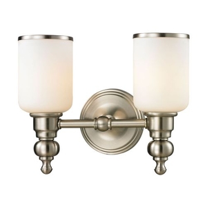 Bristol Way 2 Light Vanity In Brushed Nickel And Opal White Glass