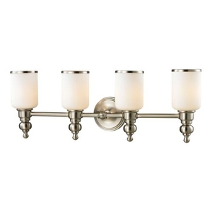 Bristol Way 4 Light Vanity In Brushed Nickel And Opal White Glass