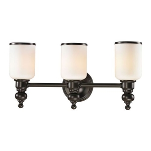 Bristol Way 3 Light Vanity In Oil Rubbed Bronze And Opal White Glass