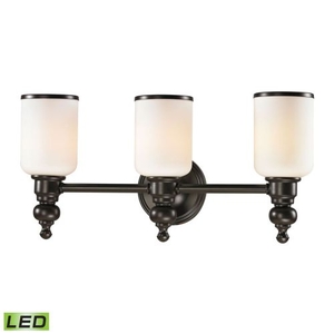 Bristol Way 3 Light Led Vanity In Oil Rubbed Bronze And Opal White Glass