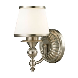 Smithfield 1 Light Vanity In Brushed Nickel And Opal White Glass