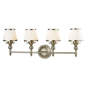 Smithfield 4 Light Vanity In Brushed Nickel And Opal White Glass