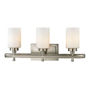 Dawson 3 Light Vanity In Brushed Nickel And Opal White Glass